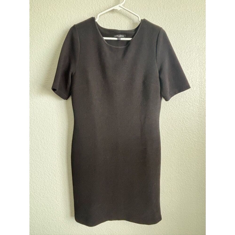 Mario Serrani Black Short-Sleeve Midi Sheath Dress